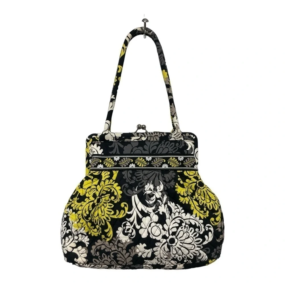 Vera Bradley Satchel Purse Quilted Cotton Chrome Frame Closure